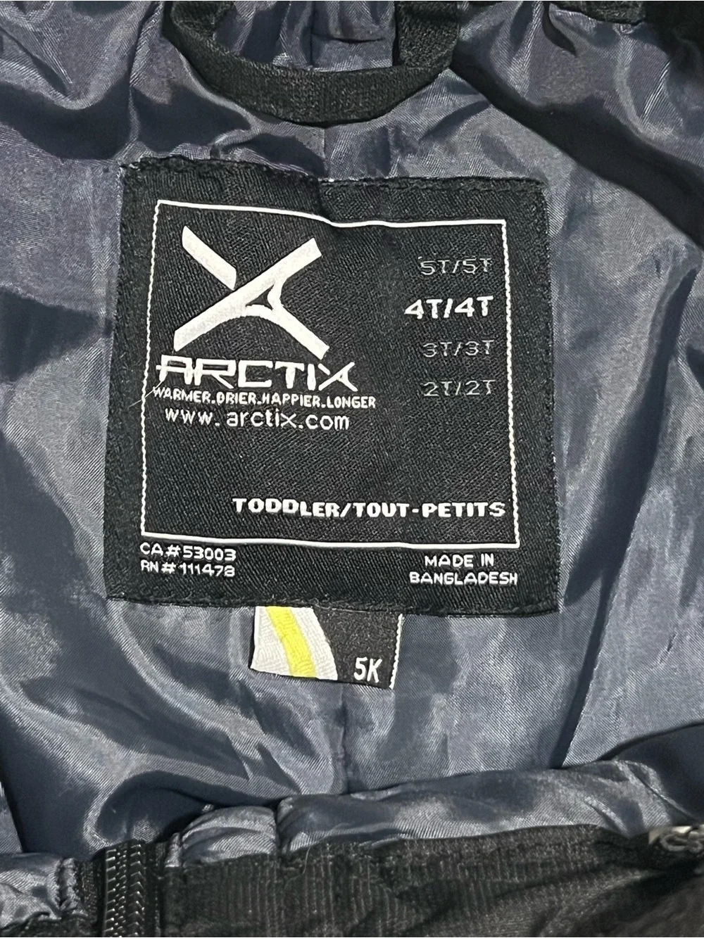 Arctix Kids Black Insulated Snow Bib Overalls - 4T